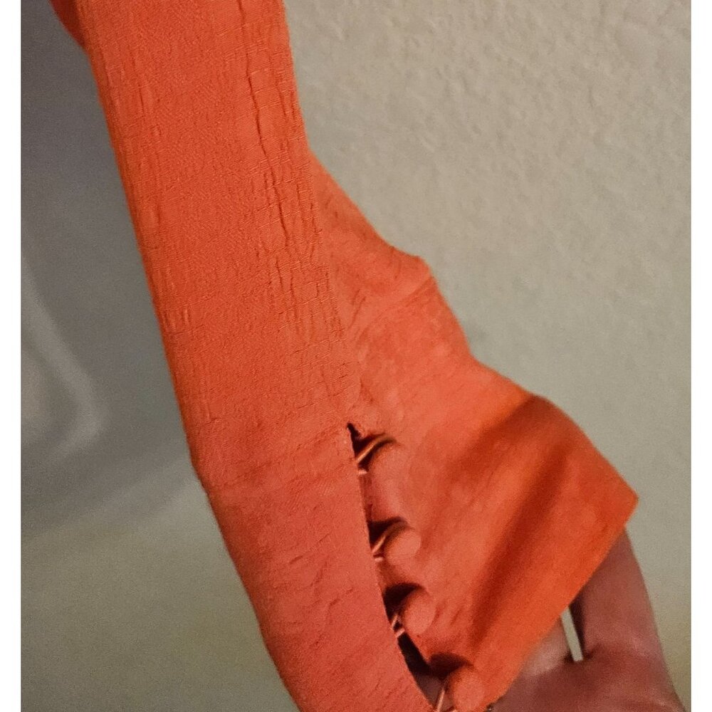 Soft Surroundings Woman Size 1X Orange Button Up Blouse Textured Long Sleeve Fal - Picture 3 of 6